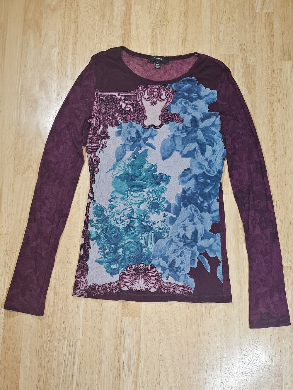 Express Plum Mesh Long Sleeve Shirt
